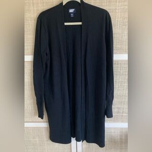 Lands' End Women's NWOT Black Open Cardigan Sweater Cotton Medium Tall MT